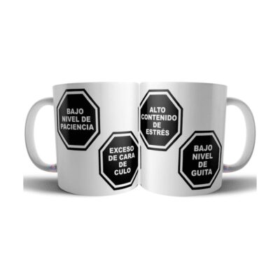 674170-MLA73572032145_122023,Taza Ceramica Etiquetado Frontal Sellos Paciencia Estrés