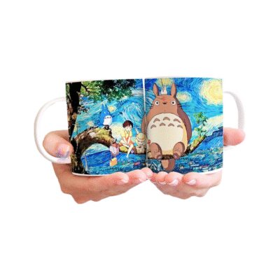 993640-MLA73668485995_122023,Taza Mi Vecino Totoro Van Gogh Cerámica Studio Ghibli Gato