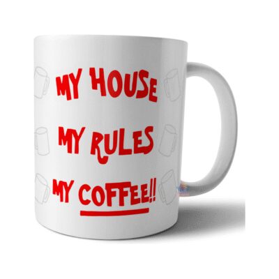 887071-MLA73668739693_122023,Taza My House My Rules My Coffee Knives Out Navajas Secretos