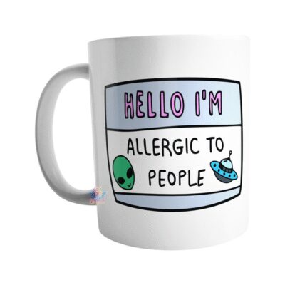 660325-MLA73628446698_122023,Taza De Cerámica Alérgico Gente Oficina Café Humor Meme Ovni