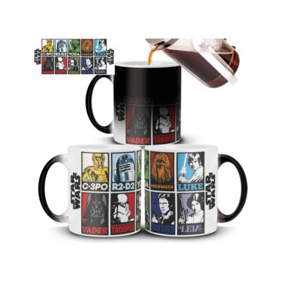 950905-MLA73632135272_122023,Taza Mágica Star Wars Cómic Retro Personajes Yoda Vader R2d2