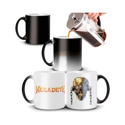 874156-MLA54980702835_052023,Taza Mágica Megadeth Banda Heavy Metal Logo Vic Rattlehead