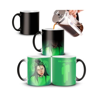 707152-MLA52067075253_102022,Taza Mágica - Billie Eilish - Verde Cerámica Termosensible