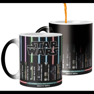 659524-MLA73676413510_012024,Taza Mágica Sables De Luz Logo Star Wars Darth Vader Obi Wan