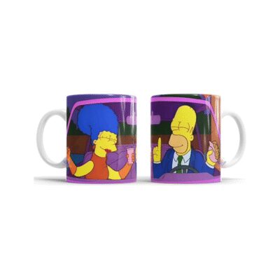 638056-MLA74718504899_022024,Taza De Cerámica Simpsons Homero Marge Jovenes Amor Auto