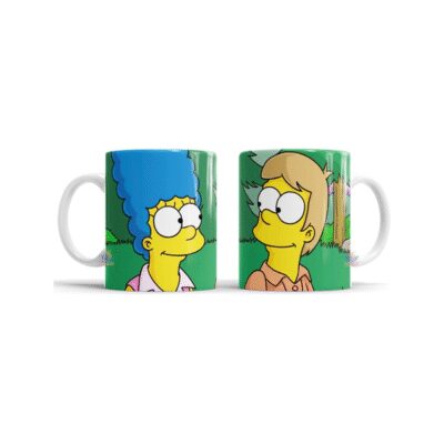 862385-MLA74718504885_022024,Taza Cerámica Simpson Homero Marge Jovenes Amor Primer Beso