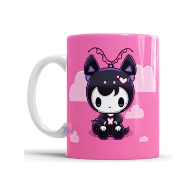 868459-MLA74679996765_022024,Taza Cerámica Kuromi My Melody Hello Kitty Personaje Punk M1