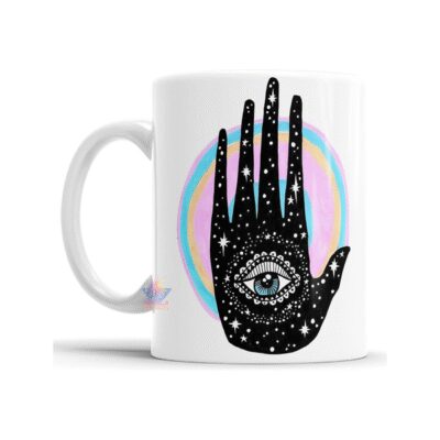 954622-MLA75724230366_042024,Taza De Cerámica Meditación Cartas Tarot Ojo Sol Mano Mod 10