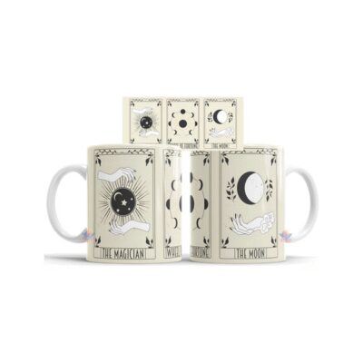 758563-MLA75891316667_042024,Taza De Cerámica Meditación Cartas Tarot Fortuna Luna Mod 07