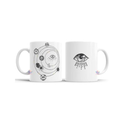 743923-MLA75890751585_042024,Taza De Cerámica Meditación Cartas Tarot Ojo Sol Luna Mod 01