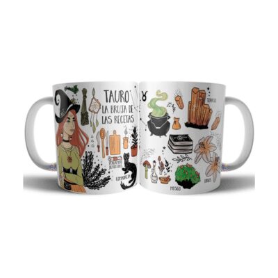 842744-MLA75890401567_042024,Taza Cerámica Bruja Zodiaco Signo Tauro Astrologia Tarot