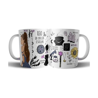 829228-MLA75890705247_042024,Taza Cerámica Bruja Zodiaco Signo Leo Astrologia Tarot