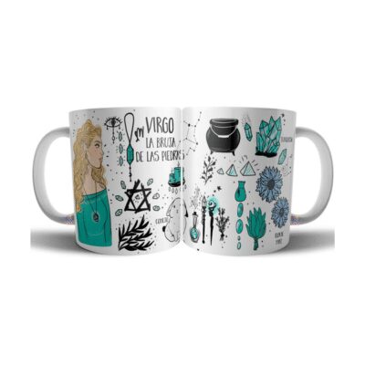 663488-MLA75890401889_042024,Taza Cerámica Bruja Zodiaco Signo Virgo Astrologia Tarot