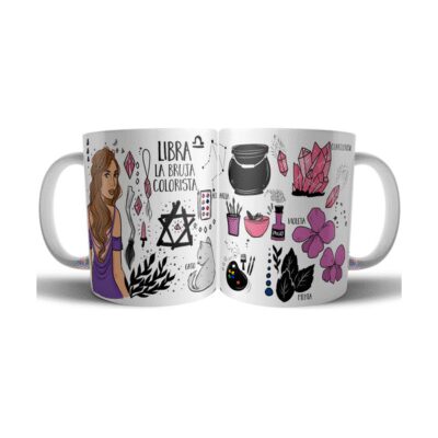 922350-MLA75890795165_042024,Taza Cerámica Bruja Zodiaco Signo Libra Astrologia Tarot