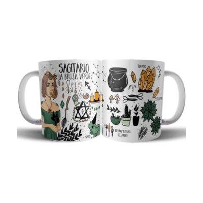 766206-MLA75890785389_042024,Taza Cerámica Bruja Zodiaco Signo Sagitario Astrologia Tarot