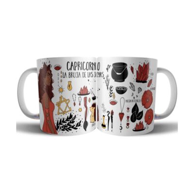 703411-MLA75890705577_042024,Taza Cerámica Bruja Zodiaco Signo Capricornio Astrologia