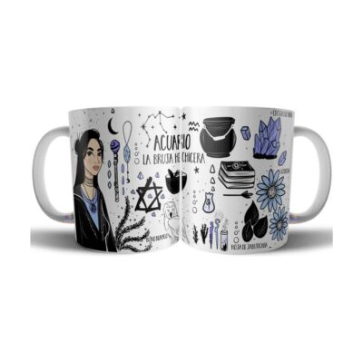 954951-MLA75890765485_042024,Taza Cerámica Bruja Zodiaco Signo Acuario Astrologia Tarot