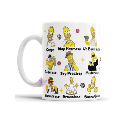 629836-MLA76993439669_062024,Taza Homero Guapo Poderoso Asombroso Hermoso Simpson Meme