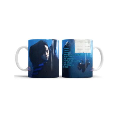 764226-MLA76334222538_052024,Taza Cerámica Billie Eilish Hit Me Hard And Soft Skinny Blue