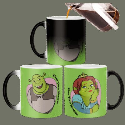 Taza Mágica Shrek Fiona Amor Frase Ogros Enamorados Siempre